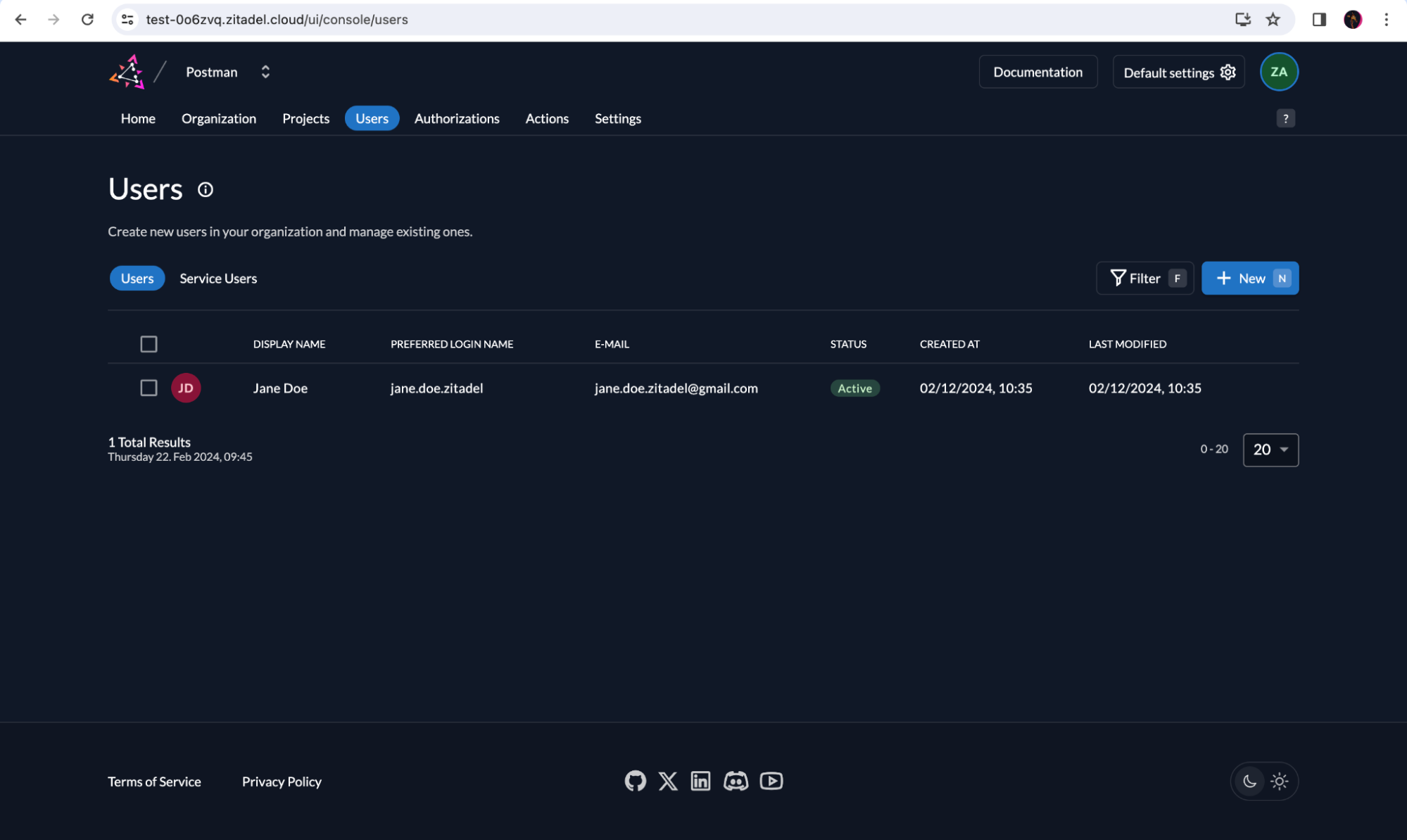 Testing management APIs in ZITADEL with Postman