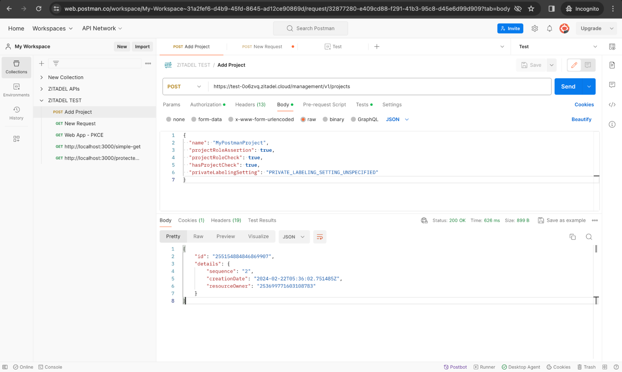 Testing management APIs in ZITADEL with Postman