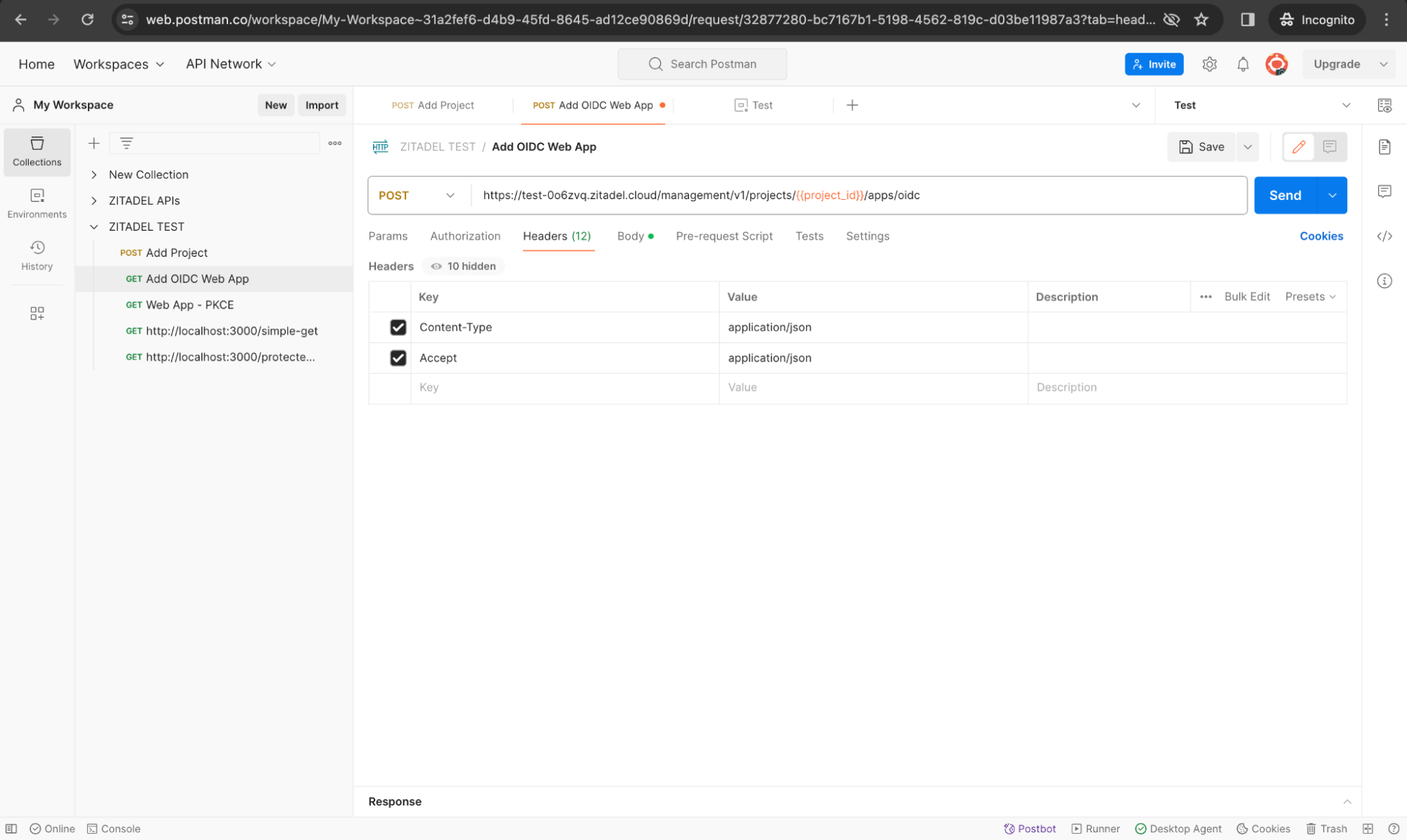 Testing management APIs in ZITADEL with Postman