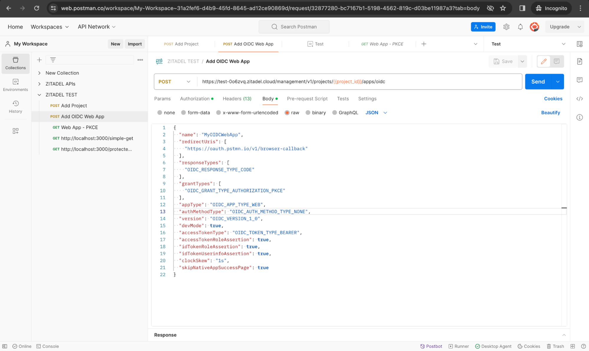 Testing management APIs in ZITADEL with Postman