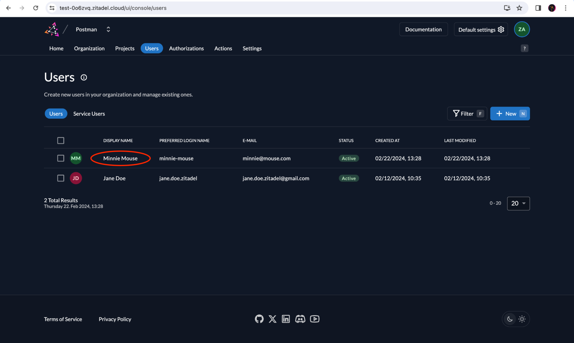 Testing management APIs in ZITADEL with Postman